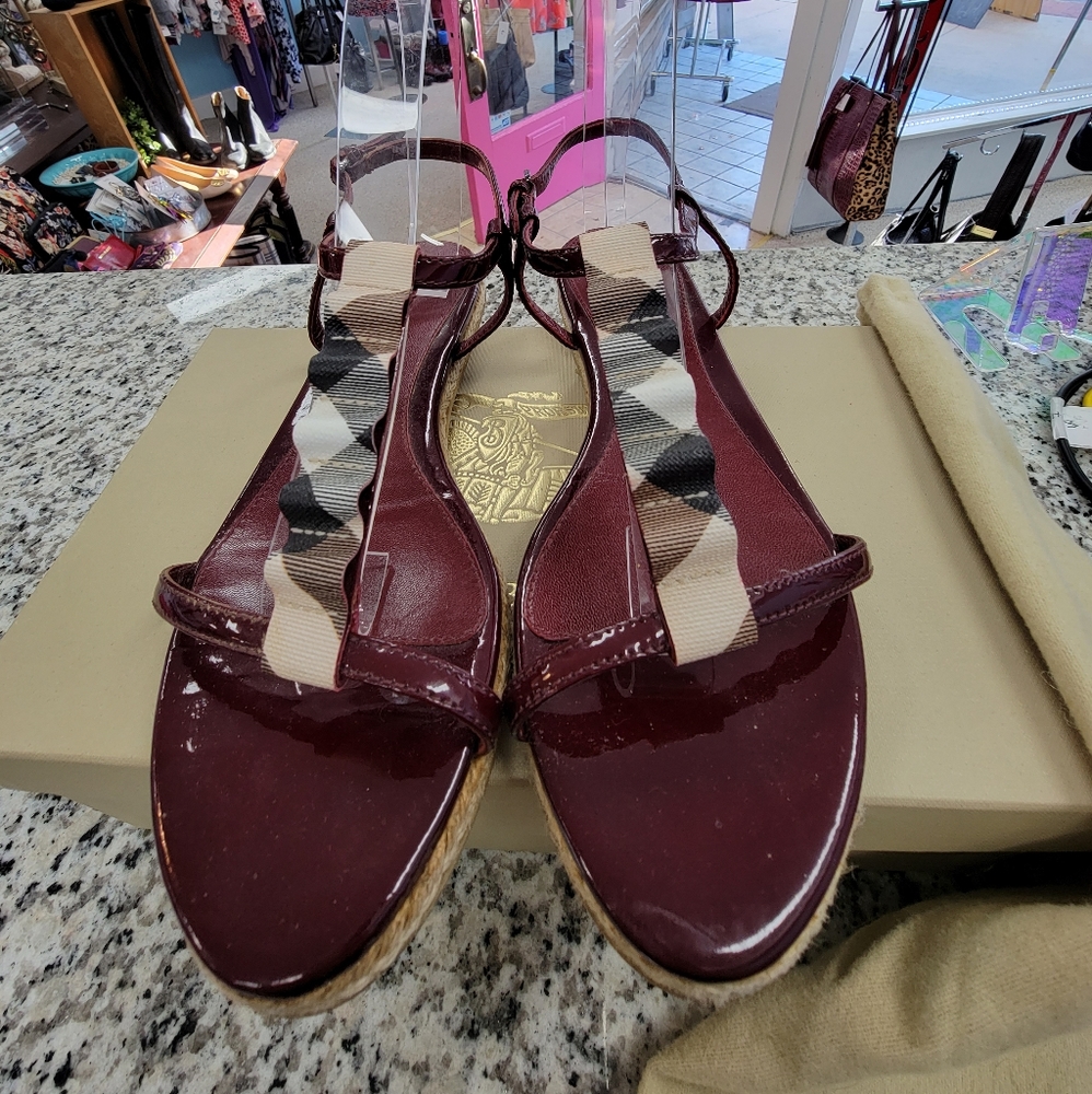 Burberry Berry Red and Nova Check sandals